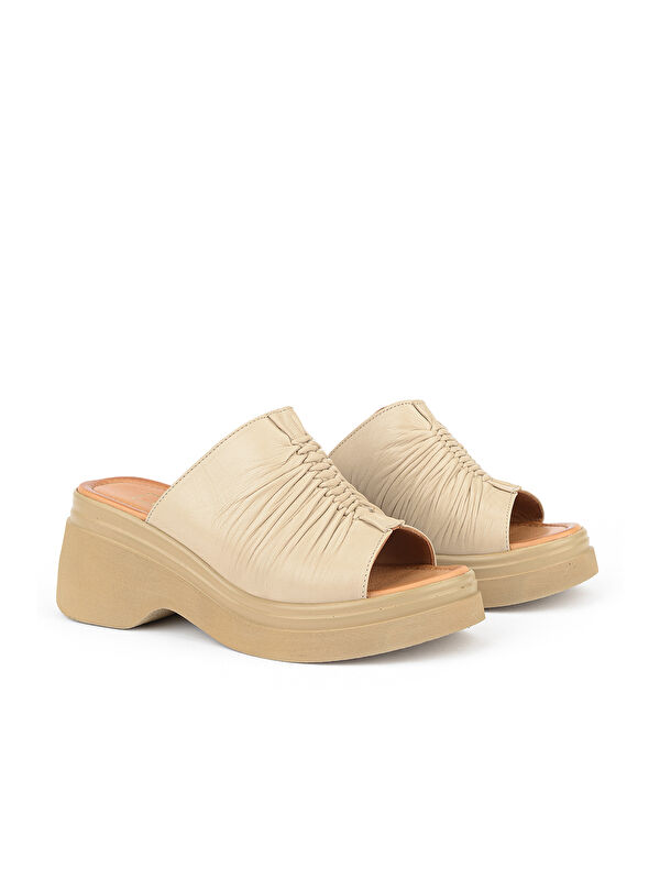 Ziya Ayakkabi Kahverengi Ziya Ayakkabi Hakiki Kadın Deri Topuklu Terlik 161992Z64023