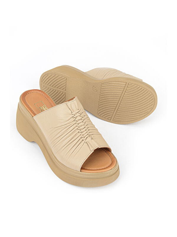 Ziya Ayakkabi Kahverengi Ziya Ayakkabi Hakiki Kadın Deri Topuklu Terlik 161992Z64023