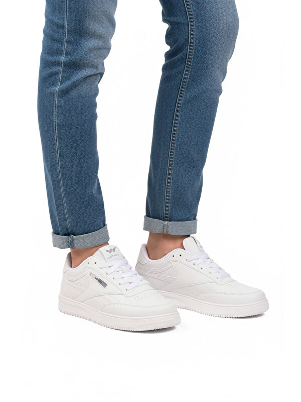 Beyaz Bağcıklı Hafif Cilt Erkek Spor Ayakkabı Marlow M - Görsel 2