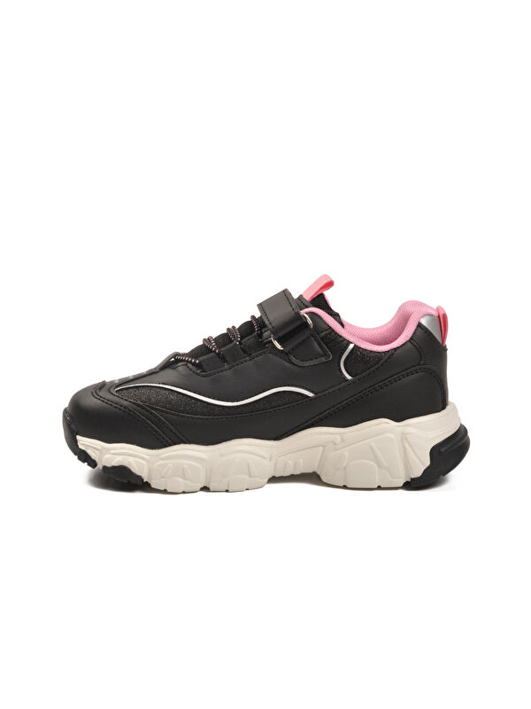 Siyah Cırtlı Hafif Fileli Esnek Kız Çocuk Spor Ayakkabı Bella Kısa F - Görsel 5