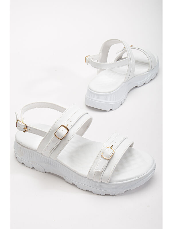 Tonny Black Bej Tonny Black Poli Taban Kadın Toka Detaylı Çift Bantlı Sandalet