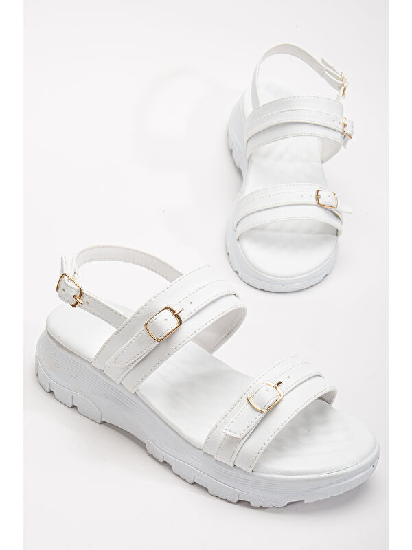 Tonny Black Bej Tonny Black Poli Taban Kadın Toka Detaylı Çift Bantlı Sandalet