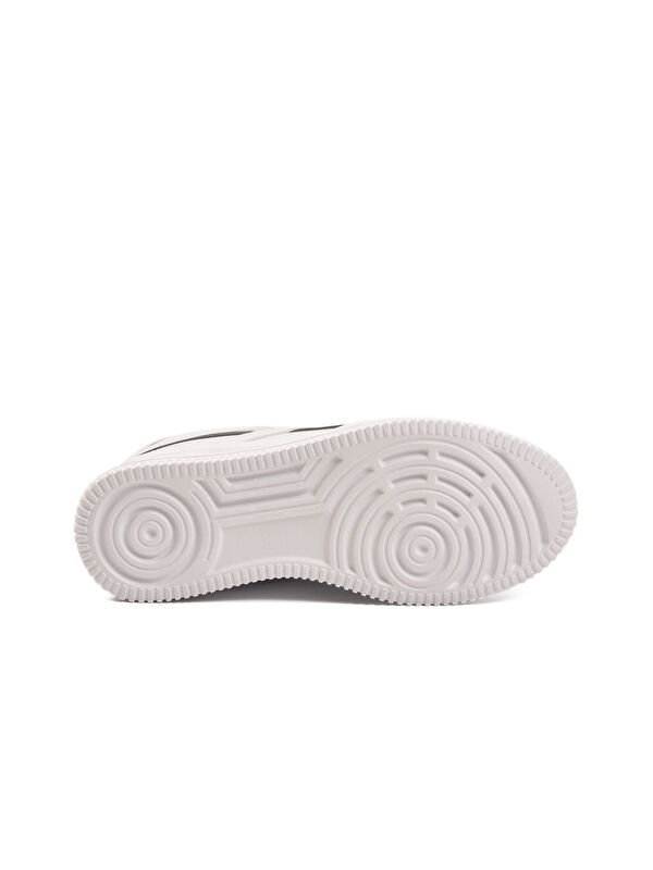 Beyaz Siyah Bağcıklı Hafif Cilt Unisex Spor Ayakkabı Marlow G - Görsel 6