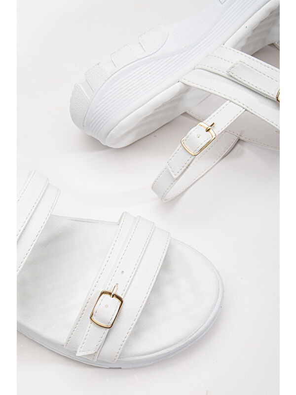 Tonny Black Bej Tonny Black Poli Taban Kadın Toka Detaylı Çift Bantlı Sandalet