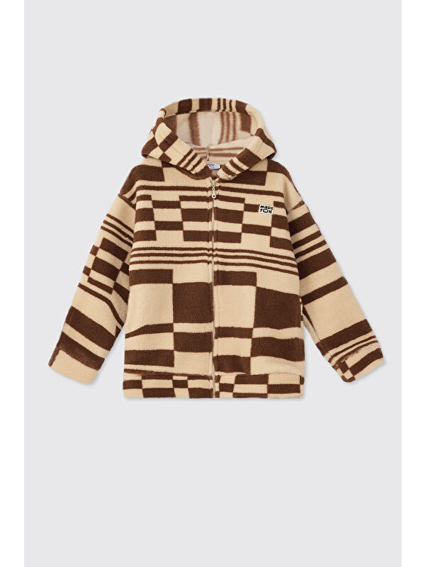 Panço Unisex Çocuk Kahve Fermuarlı Sweatshirt