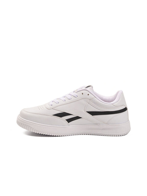 Beyaz Siyah Bağcıklı Hafif Cilt Erkek Spor Ayakkabı Marlow M - Görsel 5