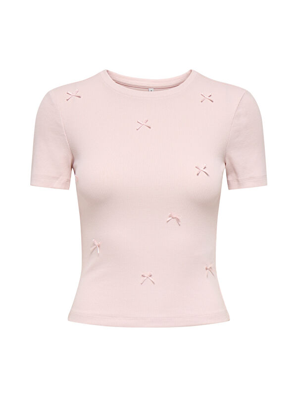 Only Onlfemke Pamuklu Slim Fit Fiyonk Detaylı Bisiklet Yaka T Shirt 15369336