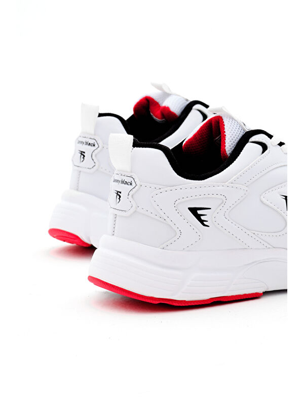 Unisex Beyaz Cilt Rahat Kalıp Yüksek Faylon Taban Bağcıklı Spor Ayakkabı - Görsel 6