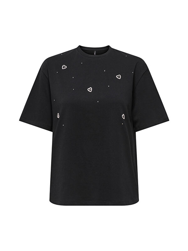 Only Onlvita % 100 Pamuk Regular Fit Taş Detaylı Bisiklet Yaka T Shirt 15343769