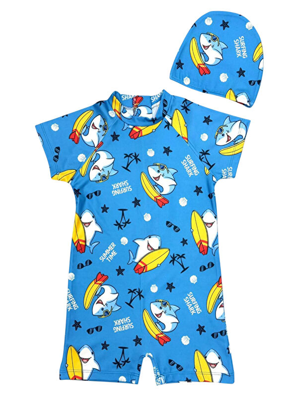 My Kids Wear Boneli ,Pervaz Fermuarlı ,Güneş Korumalı Erkek Çocuk Tulum Mayo