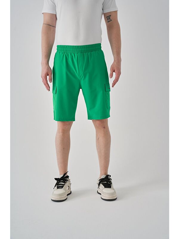 Shooter Sportswear Yeşil Erkek Yazlık Şort Kargo Cep Rahat Kalıp