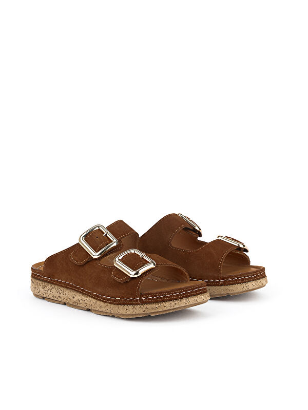 Ziya Ayakkabi Bej Ziya Ayakkabi Hakiki Kadın Deri Terlik 1611008ZM200