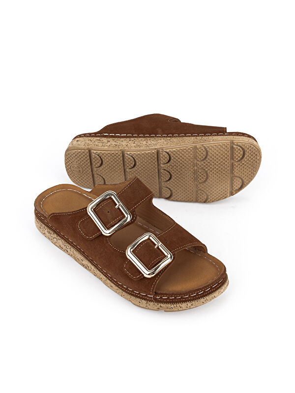 Ziya Ayakkabi Bej Ziya Ayakkabi Hakiki Kadın Deri Terlik 1611008ZM200