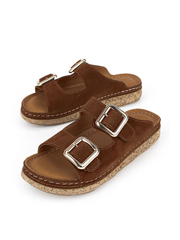 Ziya Ayakkabi Bej Ziya Ayakkabi Hakiki Kadın Deri Terlik 1611008ZM200