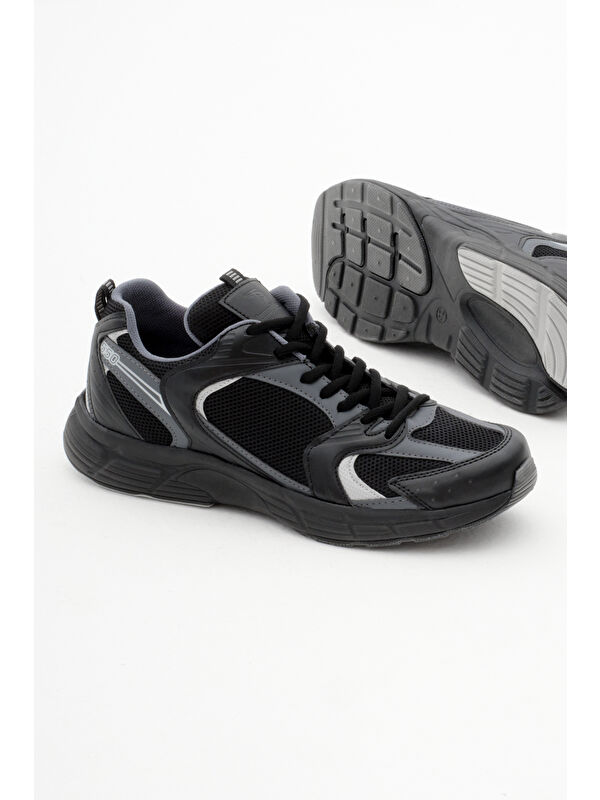 Unisex Siyah Füme Rahat Kalıp Faylon Taban Bağcıklı Spor Ayakkabı - Görsel 5