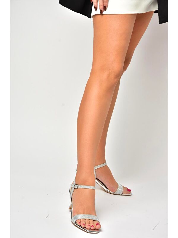 U5695199 Gümüş Kadın Topuklu Ayakkabı - Görsel 2