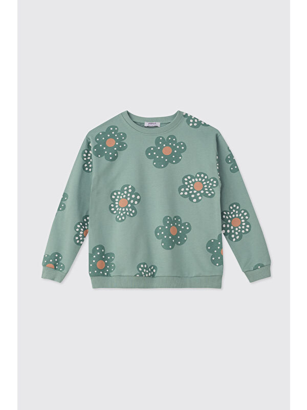 Panço Kız Çocuk Yeşil Sweatshirt