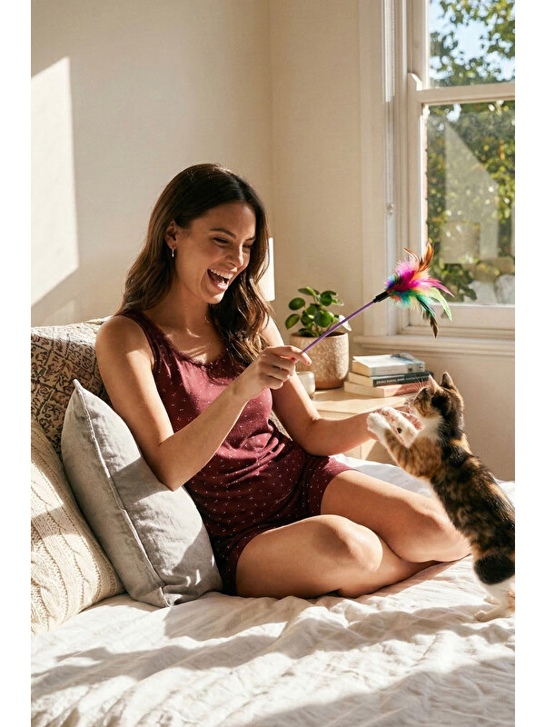 Lela Pamuklu Yumuşak Dokulu Desenli Şortlu Pijama Takımı 65770754