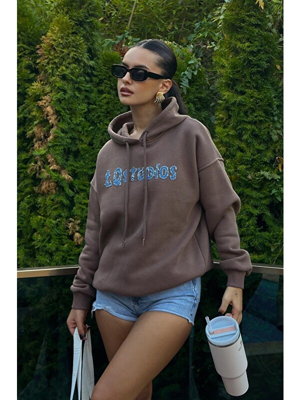 Fullamoda Studios Jean Nakışlı Kapüşonlu Sweatshirt