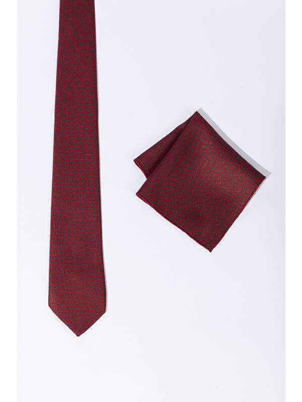 Altınyıldız Classics Erkek Bordo Kravat-Mendil Set
