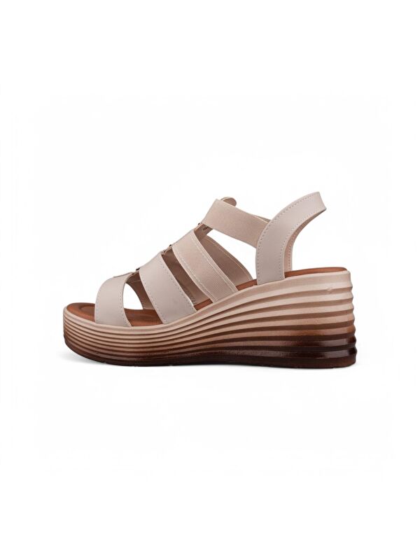 Kadın Günlük Sandalet - Bej, Deri - Görsel 4