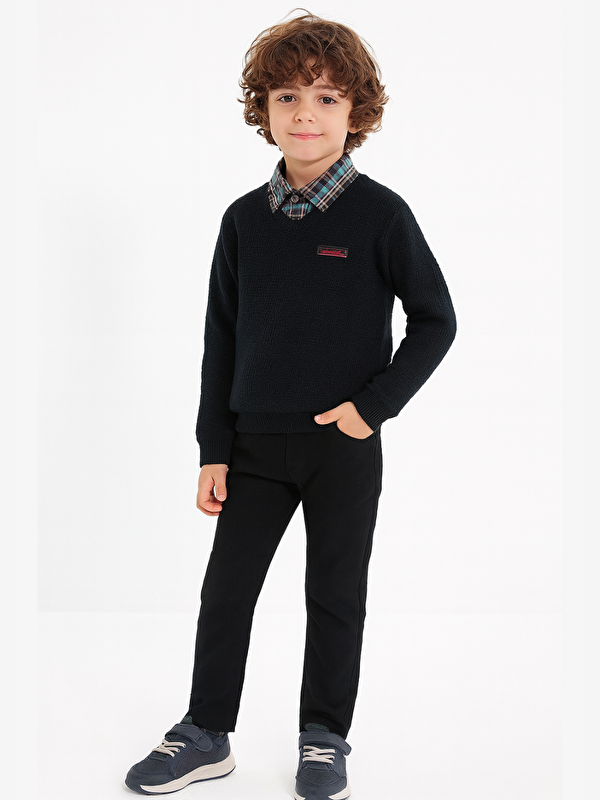 Casabony 3'lü Set Siyah Triko & Gömlek & Gabardin Pantolon Erkek Çocuk