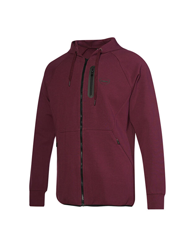 Hummel Nova Bordo Kapüşonlu Erkek Fermuarlı Sweatshirt Hırka