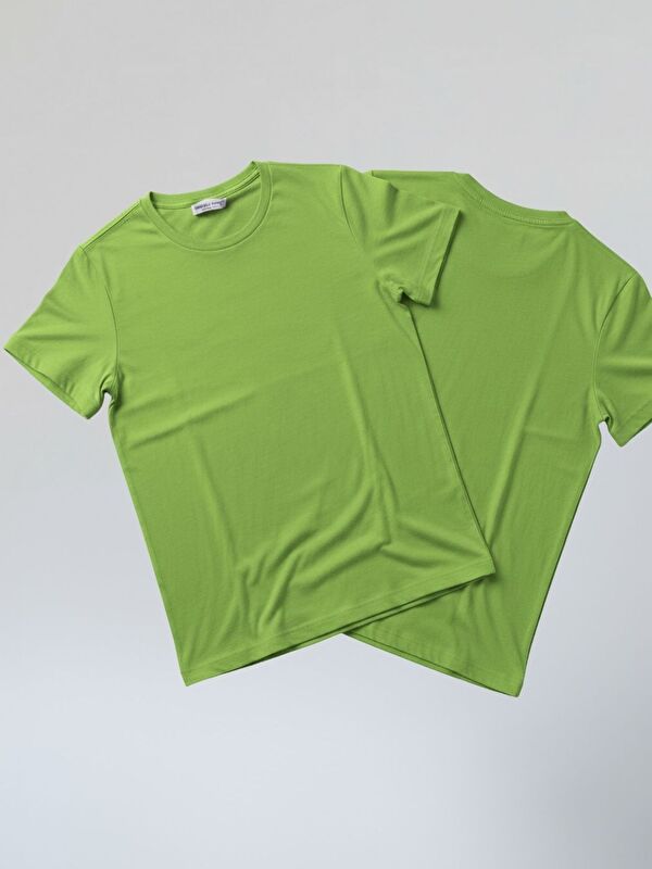 Trendseninle Unisex Lime Düz Tişört