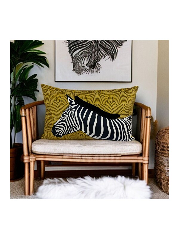 Asdiva Zebra Desen Püsküllü Dekoratif Kırlent Kılıfı 40x60