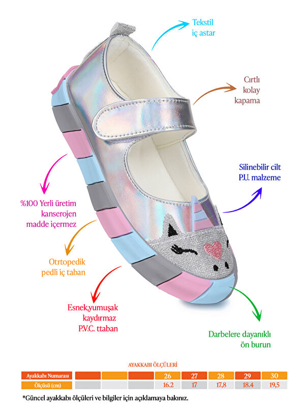 Kiko Kids Beyaz Kiko Kids Gilan Cirtli Işıklı Kız Çocuk Babet Ayakkabı