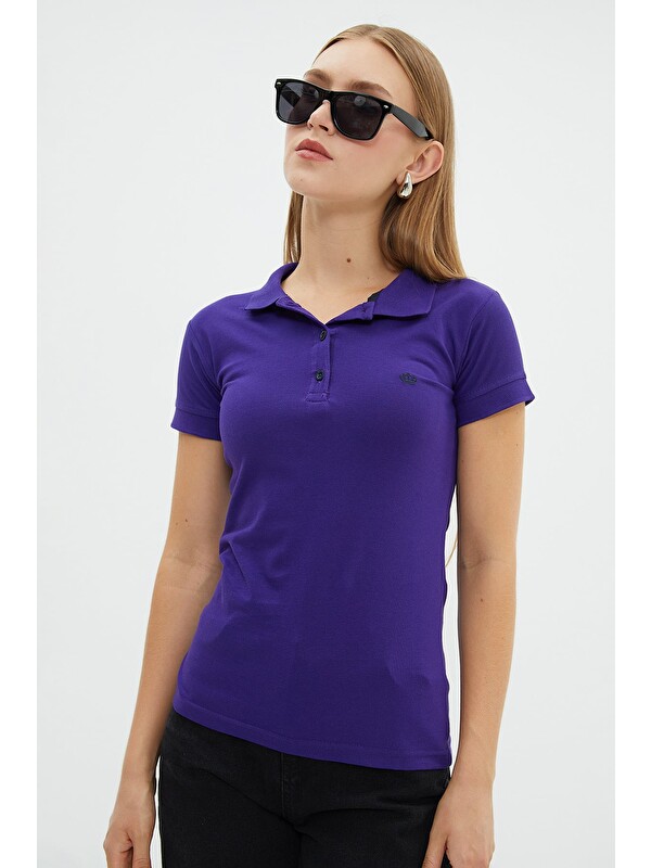 Fullamoda Nakışlı Polo Yaka Slim Fit Tişört