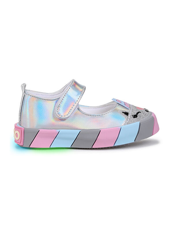 Kiko Kids Beyaz Kiko Kids Gilan Cirtli Işıklı Kız Bebek Babet Ayakkabı