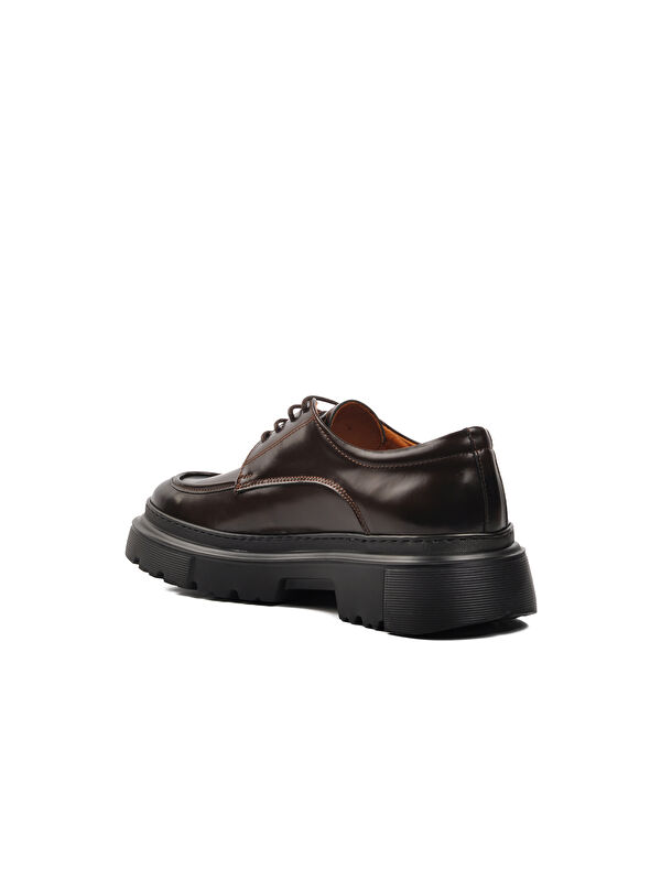 Kahve Hakiki Deri Geniş Kalıp Erkek Klasik Ayakkabı Premium 1308 - Görsel 5