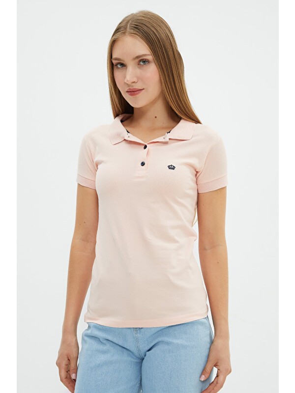 Fullamoda Nakışlı Polo Yaka Slim Fit Tişört