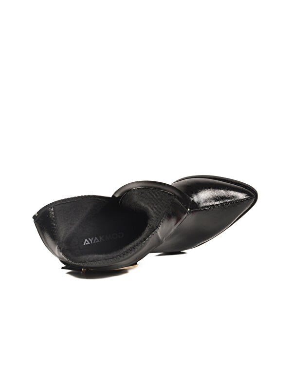 Siyah Dar Kalıp İçi Polarlı Sivri Burun Topuklu Kadın Bot 262327 Z - Görsel 5