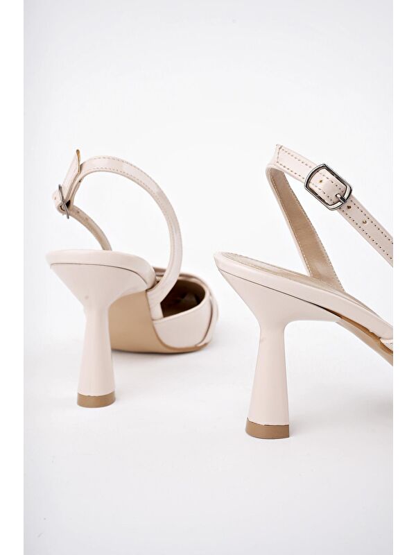 MİCHELLE Arkası Açık Kemer Detaylı İki Bantlı Rugan Kadın Topuklu Ayakkabı - Görsel 3