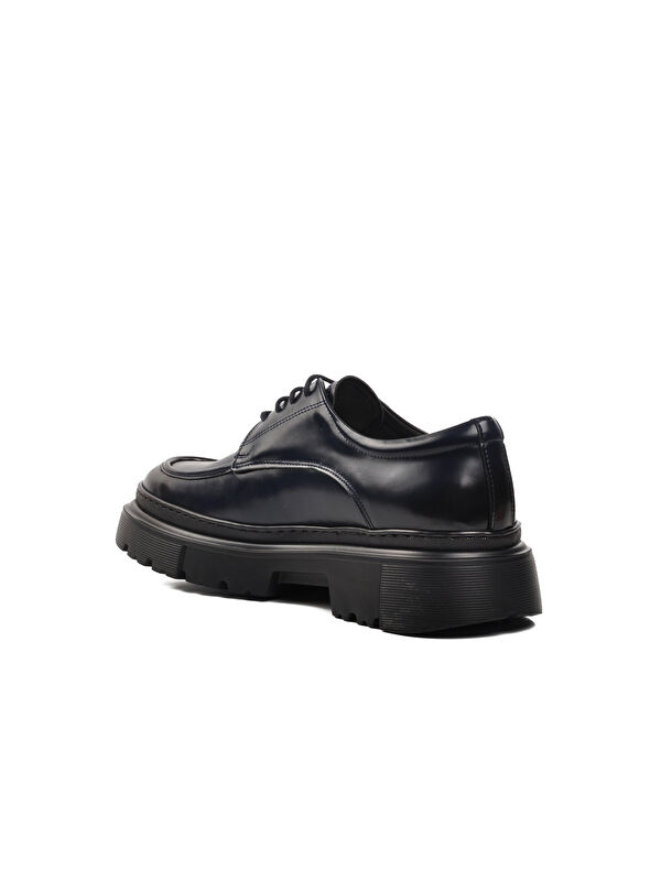 Lacivert Hakiki Deri Geniş Kalıp Erkek Klasik Ayakkabı Premium 1308 - Görsel 5