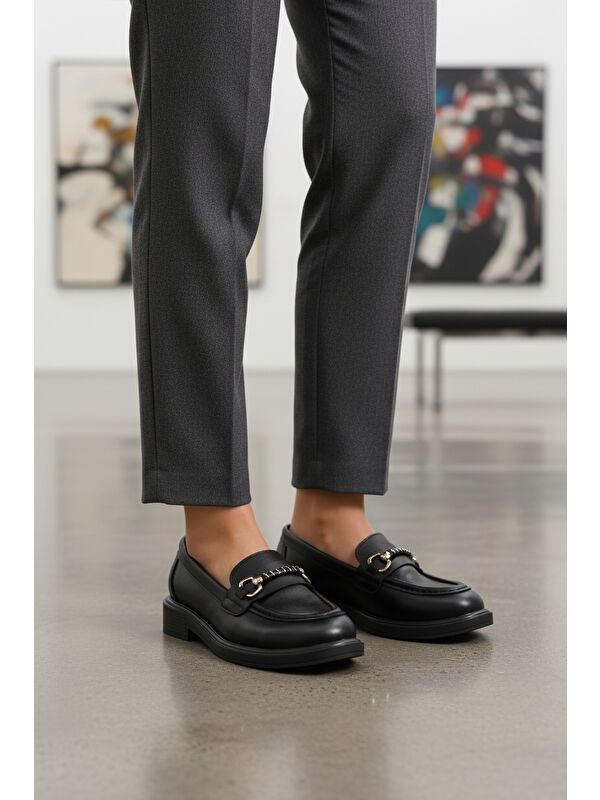 Siyah Cilt Kadın Casual Ayakkabı 572441 Z - Görsel 4