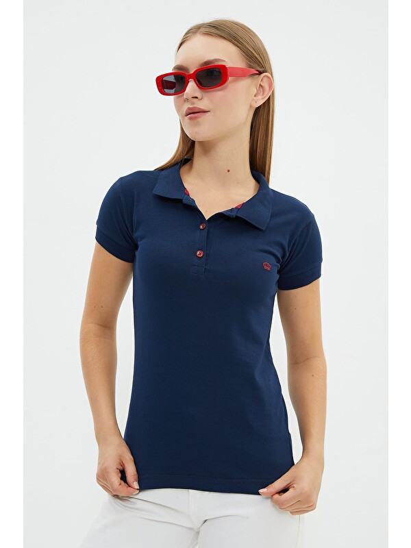 Fullamoda Nakışlı Polo Yaka Slim Fit Tişört