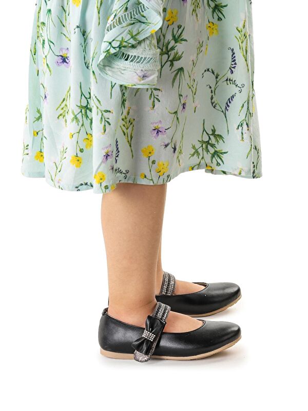 Cerry Cilt Cırtlı Kız Çocuk Taşlı Babet Ayakkabı - Görsel 3