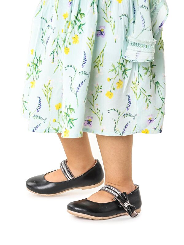 Cerry Cilt Cırtlı Kız Çocuk Taşlı Babet Ayakkabı - Görsel 5