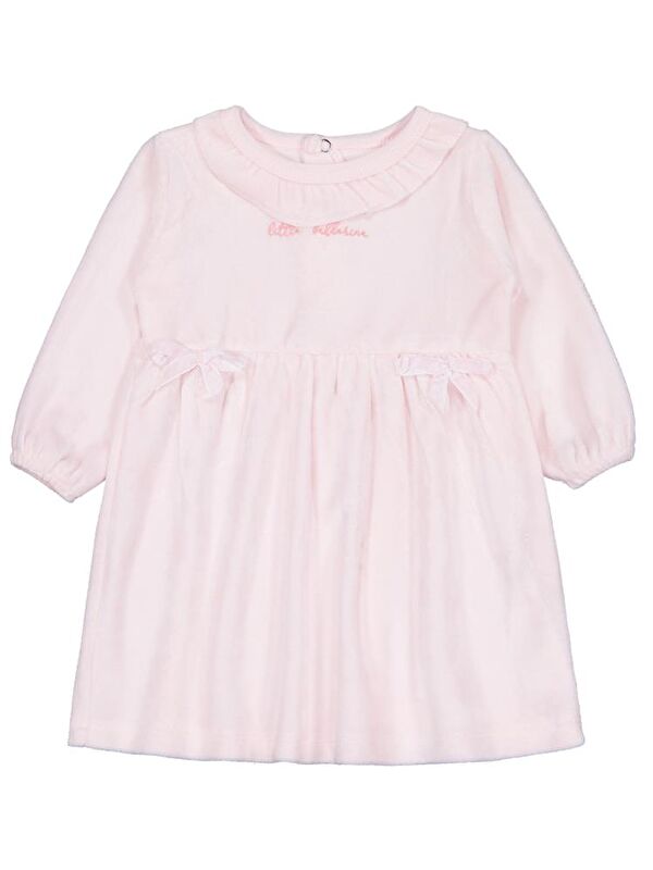 Civil Baby Yaka Fırfırlı Bel Fiyonklu 6-18 Ay Elbise - Pembe 6-9 Ay