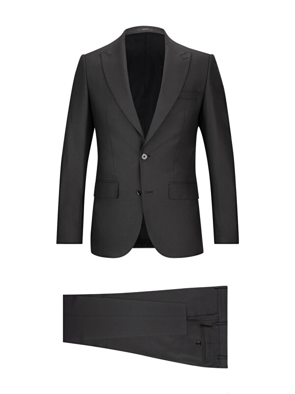 Hatemoğlu Siyah Slim Fit Sivri Yaka Klasik Takım Elbise