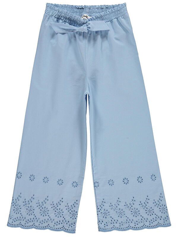 Civil Girls Kız Çocuk Beli Kemerli 6-9 Yaş Pantolon - Mavi 8-9 Yaş