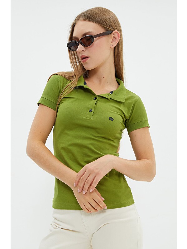 Fullamoda Nakışlı Polo Yaka Slim Fit Tişört