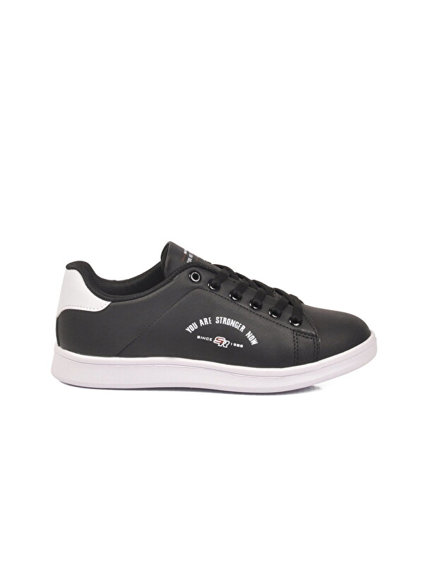 Walkway Siyah Beyaz Cilt Bağcıklı Hafif Unisex Spor Ayakkabı Bst-1002 G