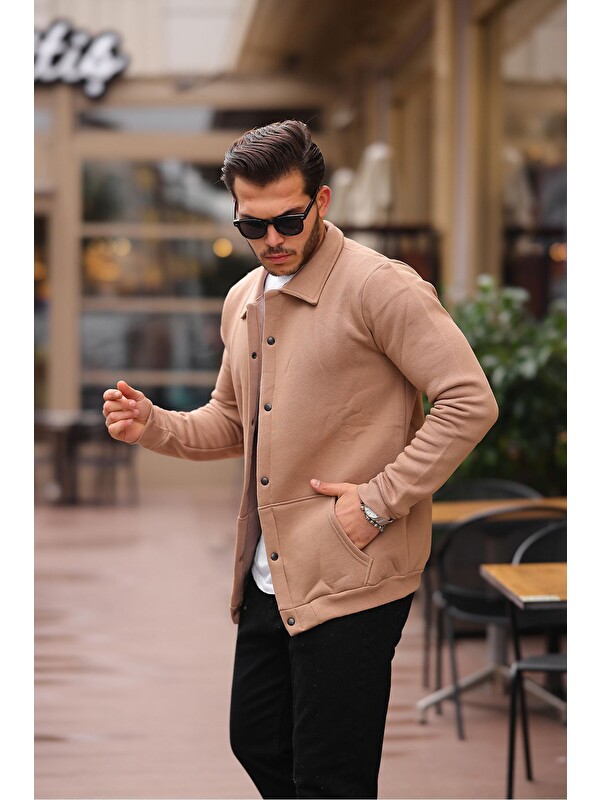 Comstar Çıtçıtlı Cepli İçi Şardonlu Sweatshirt Ceket