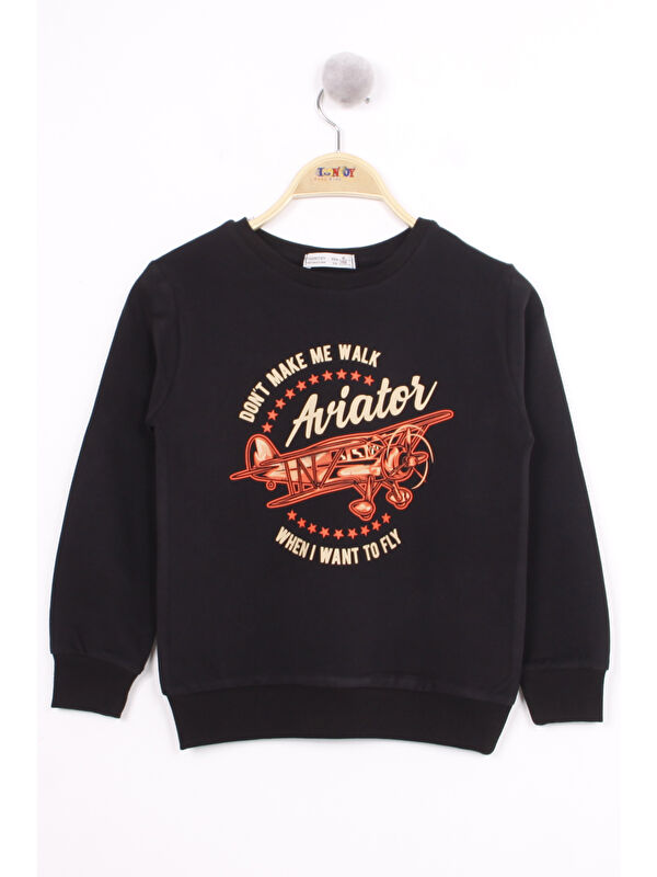 Toontoykids Erkek Çocuk Uçak Baskılı Sweatshirt