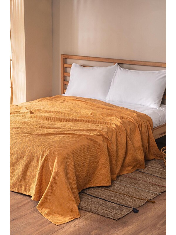 Varol Jakarlı Bambu Tek Kişilik Pike - Sarmaşık HARDAL/TEKKISILIK