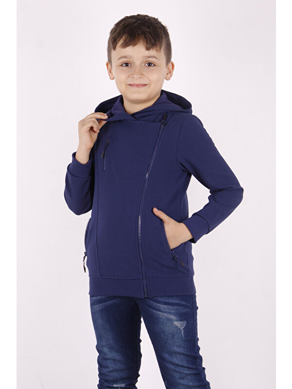 Toontoykids Erkek Çocuk Cepli Fermuarlı Asimetrik Kesim Hırka